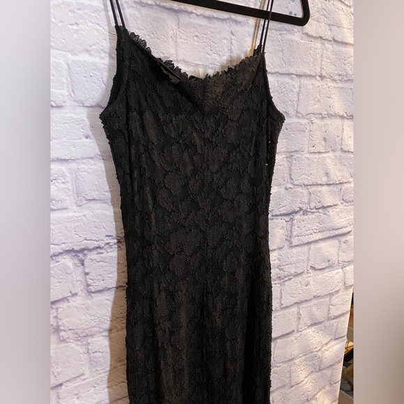 Vintage Cache Black Lace Spaghetti Strap Mini Bodycon Dress Size M - Picture 9 of 9
